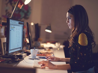 woman on computer